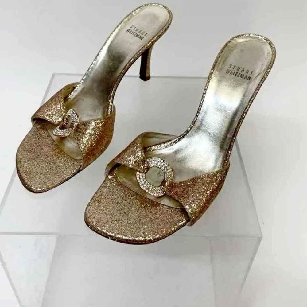 Stuart Weitzman Designer Women's Gold-Tone Heels - Size 7